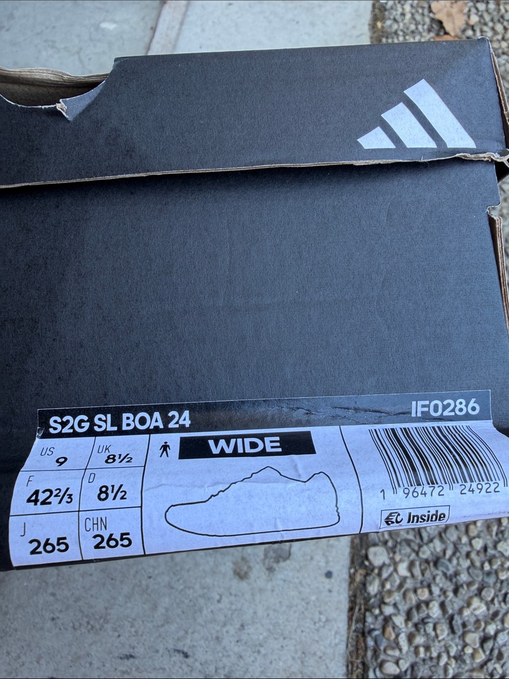 adidas White and Black Men's Golf Shoes with Three-Stripes - Picture 4 of 4